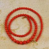 Natural Red Coral Graduated Necklace Vintage