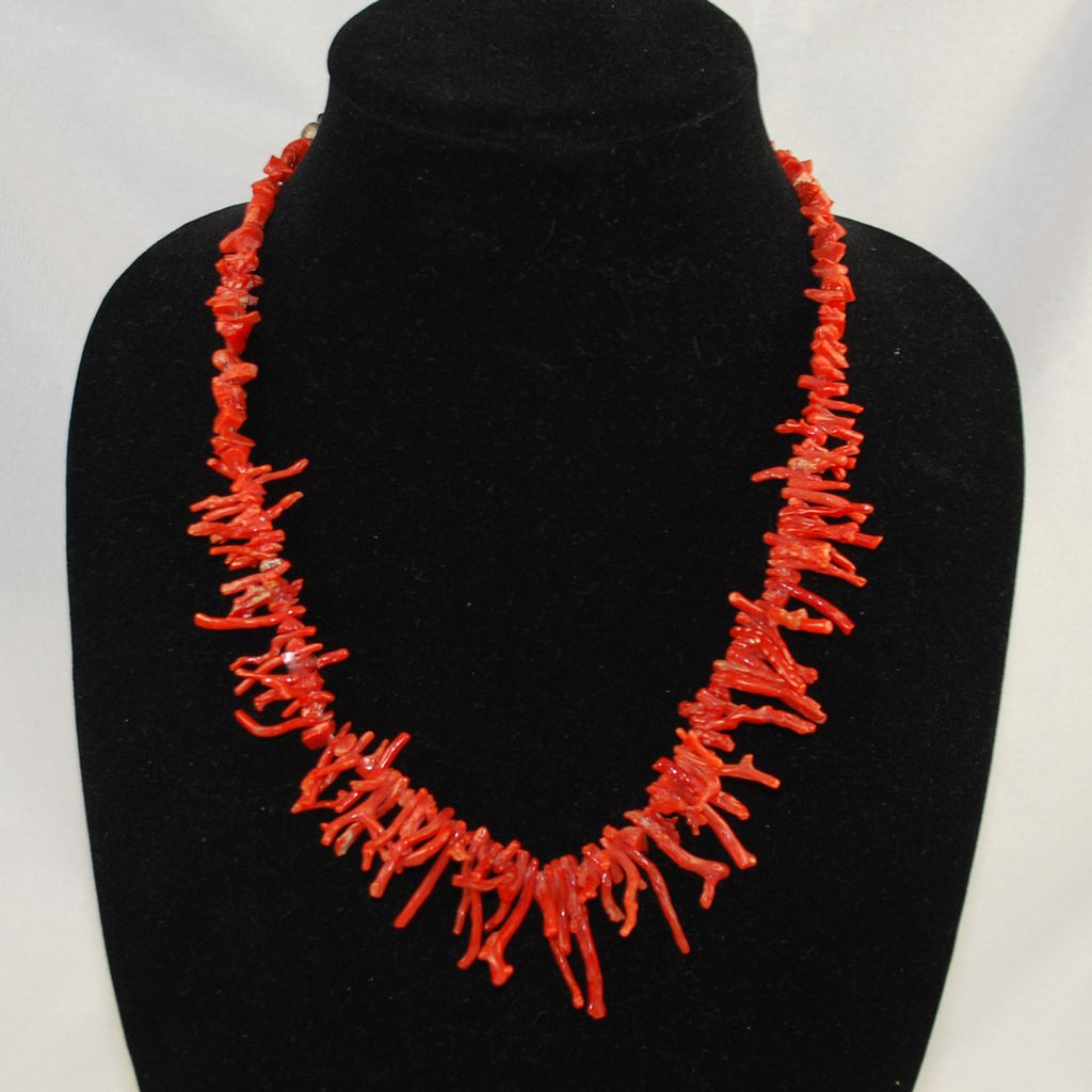 Native American Red Branch Coral Necklace