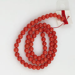 Red Coral Round Beads AA Strand All Natural 5mm