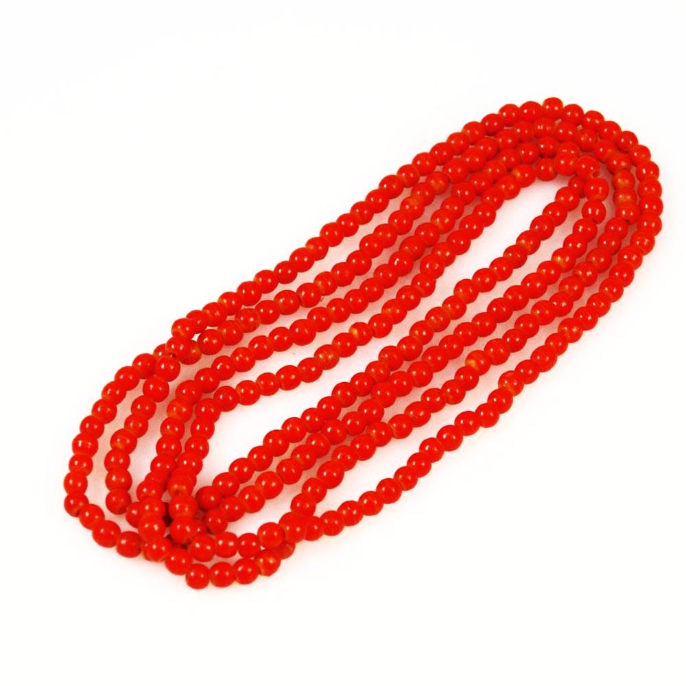 Faux Red Coral Round Glass Trade Beads 4.5mm
