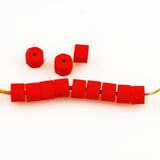Red Coral Glass Trade Beads Heptagon