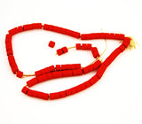 Red Coral Glass Trade Beads Heptagon