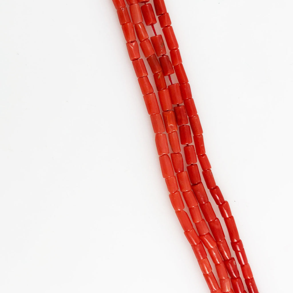red Italian coral beads tubes