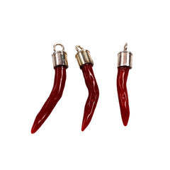 Italian Red Coral & Sterling Pendants All Natural Cornicello