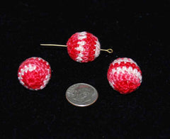Red & White Crochet Beads (6