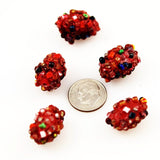 Red Glass Crumb Beads - Vintage 20mm