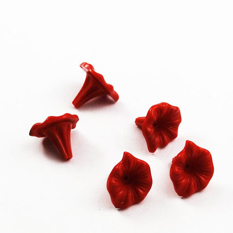 Red Flower Cup Beads Plastic