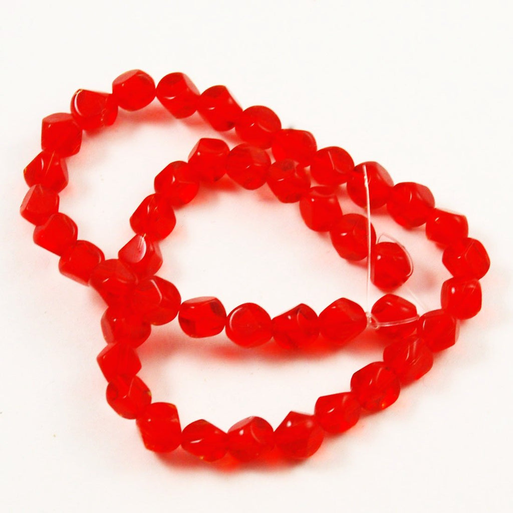 Red Faceted 8mm Glass Beads