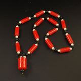 Red Glass African Trade Bead Necklace