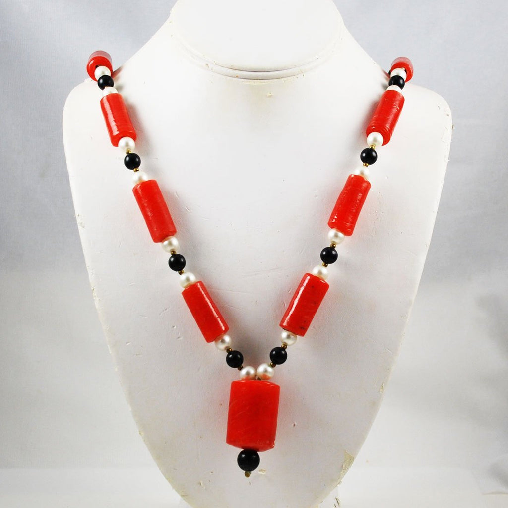 Red Glass African Trade Bead Necklace