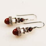 Red Jasper & Garnet Sterling Earrings by Sajen