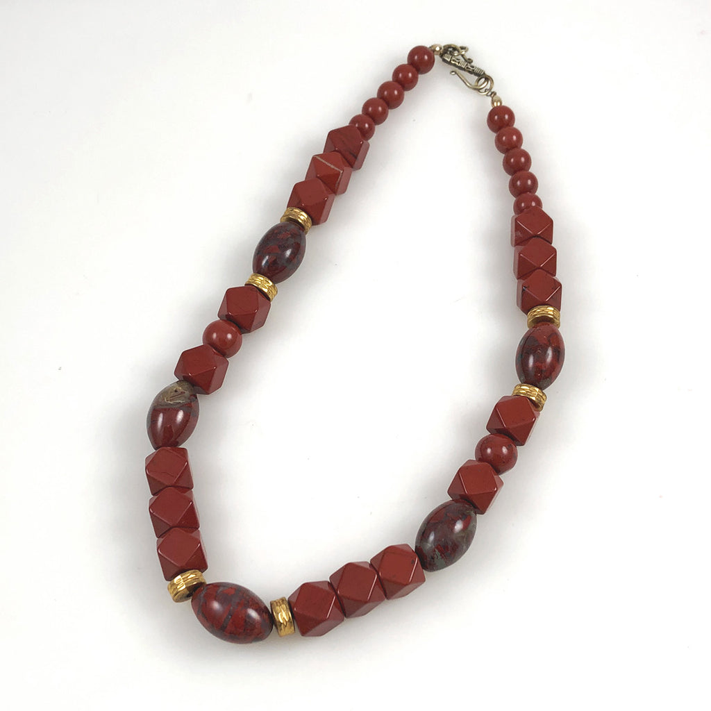 ROBIN MOLLICONE Double Stone Necklace with Red Jasper Beads - Oroboro Store