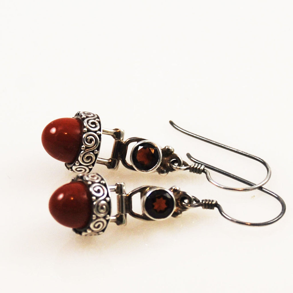 Red Jasper & Garnet Sterling Silver Earrings