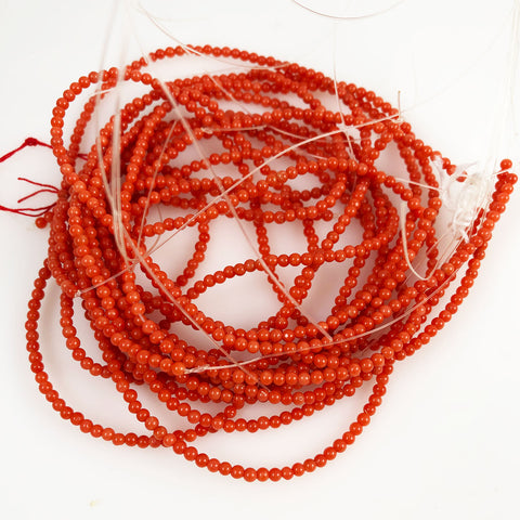 Red Coral Round Beads Strands 3mm