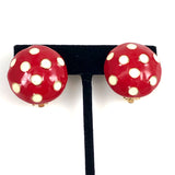 Vintage Red Polka Dot Enamel Earrings