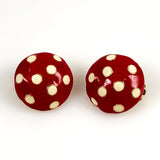Vintage Red Polka Dot Enamel Earrings