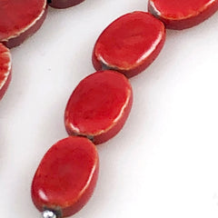 Red Raku Oval Beads