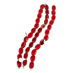 Red Raku Oval Beads