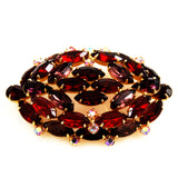 Large Red Rhinestone Brooch Vintage