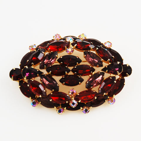 Large Red Rhinestone Brooch Vintage – Estatebeads