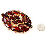 Large Red Rhinestone Brooch Vintage - Estate Beads & Jewelry