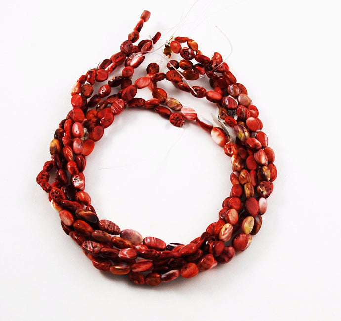 Red Spiny Oyster Shell Oval Beads 