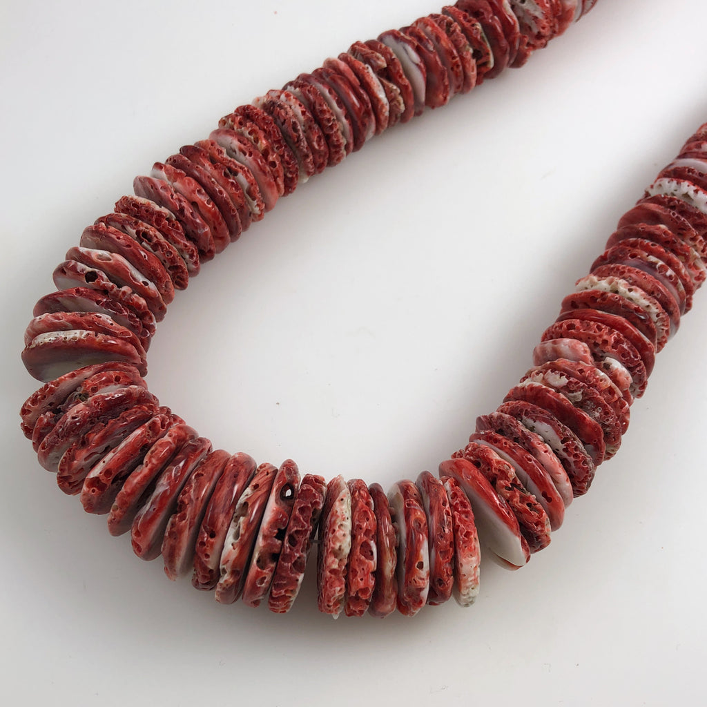 Red Spiny Oyster Shell Heishe Beads 
