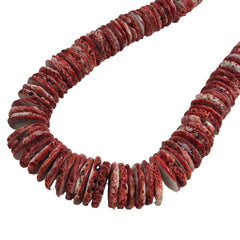 Extra Large Red Spiny Oyster Shell Heishe Beads 26mm - Genuine natural undyed