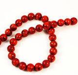 Red Sponge Coral Round Beads