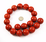 Red Sponge Coral Round Bead Strands