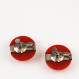 Art Deco Red Bakelite and Chrome Earrings