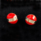 Art Deco Red Bakelite and Chrome Earrings