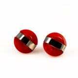 Art Deco Red Bakelite and Chrome Earrings