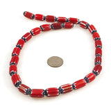 Red White & Black Chevron Beads Vintage Italian