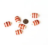 Red & White Striped Coral Beads Vintage 