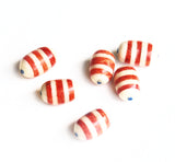 Red & White Striped Coral Beads Vintage 1970's