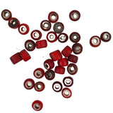  Antique red white heart trade beads