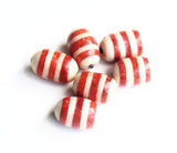 Red & White Striped Coral Beads Vintage 1970's