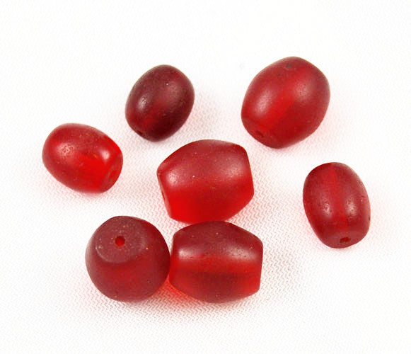 Ruby Red Translucent Barrel Trade Beads African Antique
