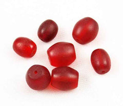 Ruby Red Translucent Barrel Trade Beads African Antique (6)