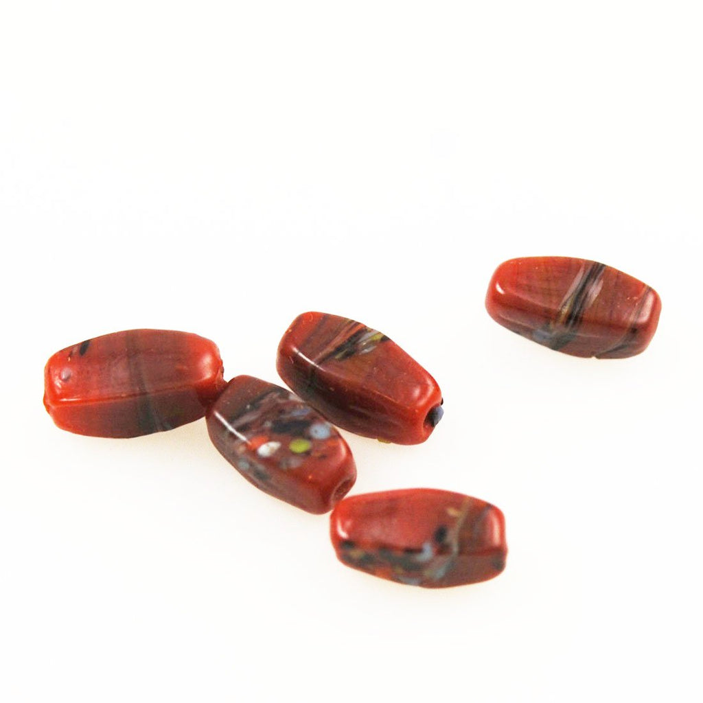 Red Glass Rectangle Beads