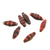 Red Glass Striped Bicone Beads 6 Japanese