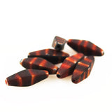 Red Glass Striped Bicone Beads 6 Japanese