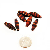 Red Glass Striped Bicone Beads 6 Japanese