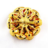 Back of Red Swarovski Rhinestone Brooch Vintage