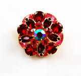 Red Swarovski Rhinestone Brooch Vintage