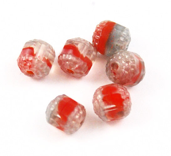 Rare cathedral beads red givre glass