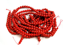 Red Coral 5 & 6mm Round Bead Strands Dyed