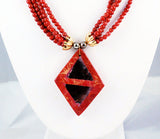 Red Coral Pendant Necklace Vintage