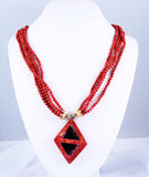 Red Coral Pendant Necklace Vintage